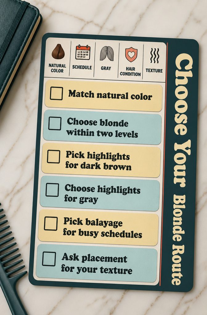Different blonde hair examples showing varied shades and placements