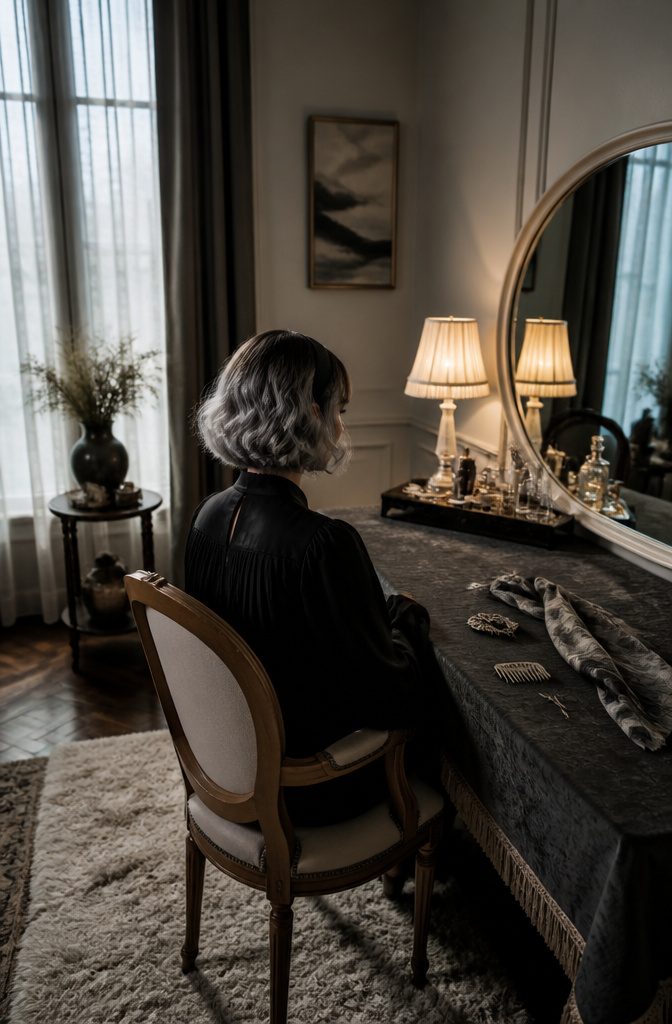 Waved silver bob with a retro shape