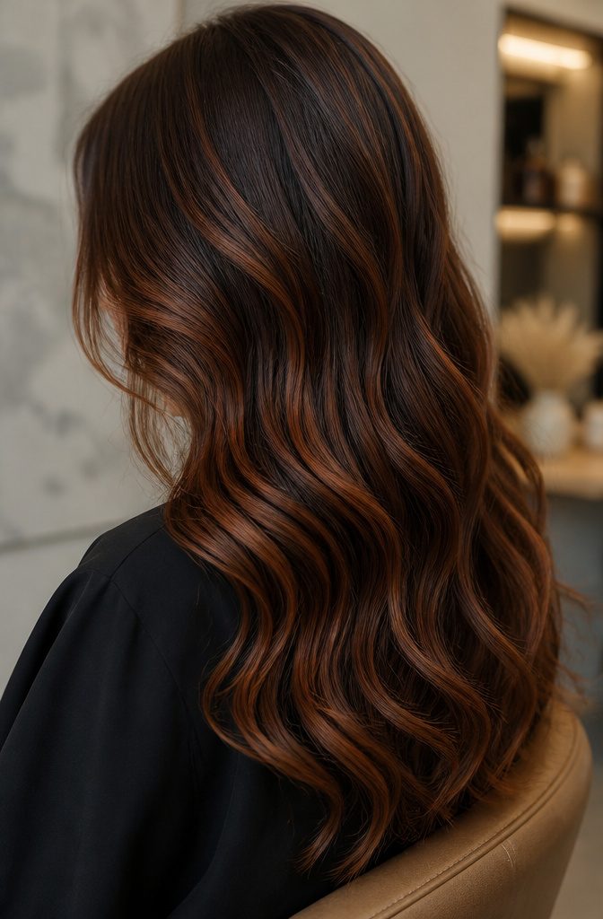 Brown waves with muted rusty cinnamon lowlights
