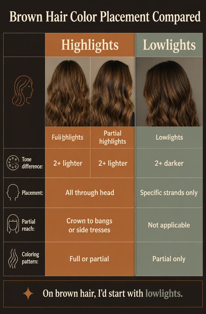 Chart comparing full highlights partial highlights and lowlight placement