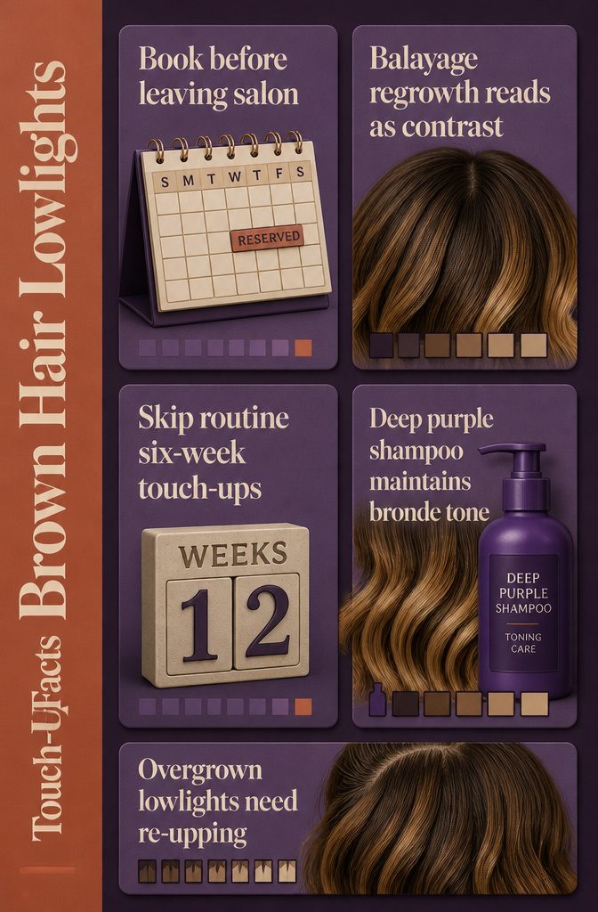 Fact graphic about lowlight appointments regrowth and purple shampoo