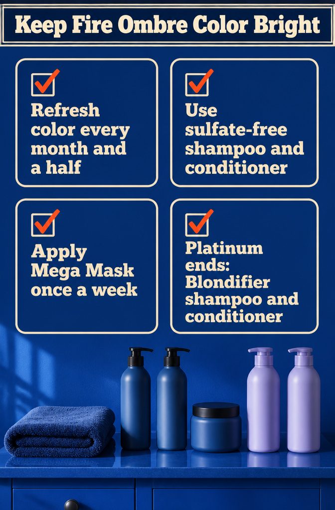 Beauty graphic with hair color upkeep tips and product recommendations