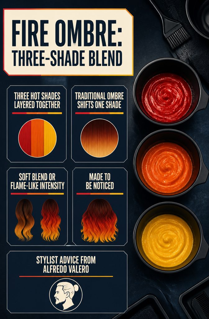 Beauty graphic with orange red and yellow hair color blending