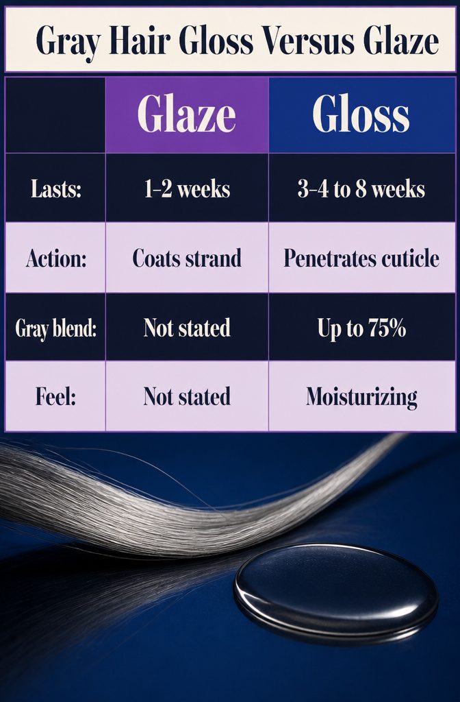 Gray hair strands with a glossy finish and softened tones