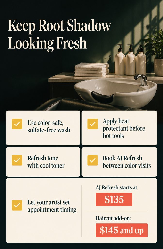 Hair care graphic with shampoo heat protectant toner and salon refresh guidance