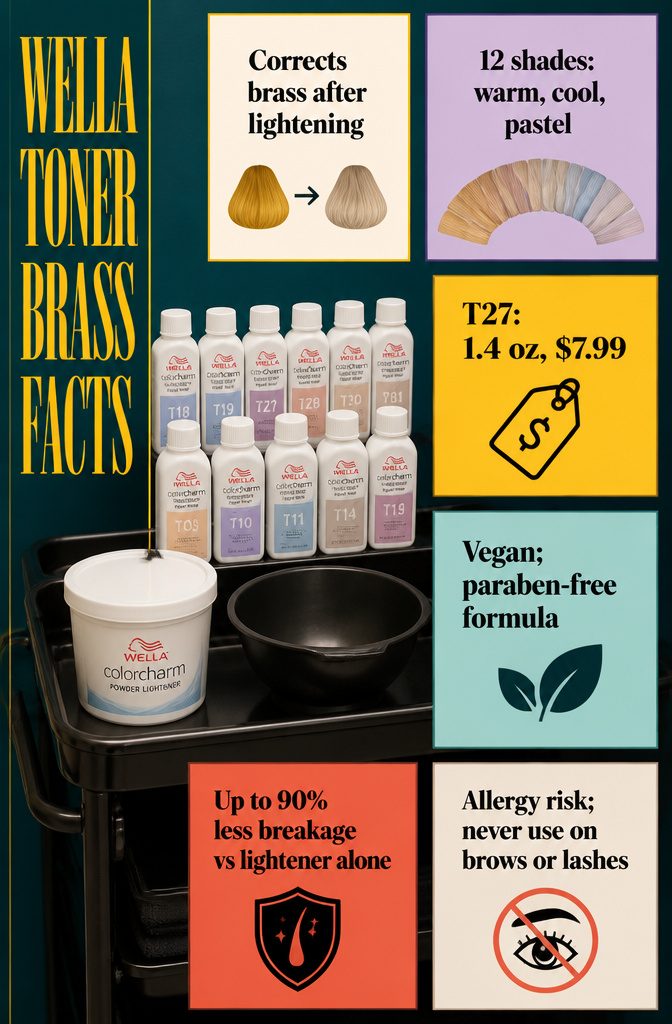 Wella toner brass facts graphic with shade information