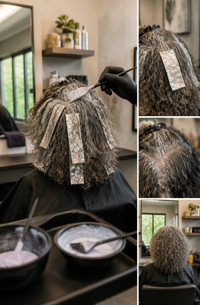 Salon color products and tools arranged for treating grey hair