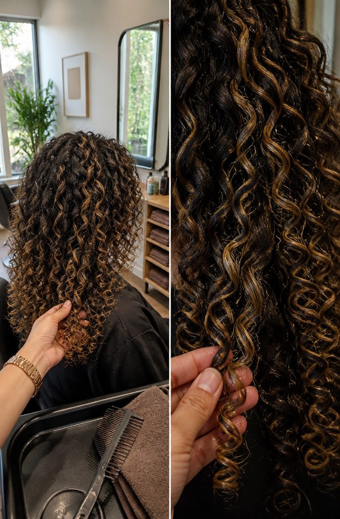 Different hair textures and densities wearing chunky highlight sections